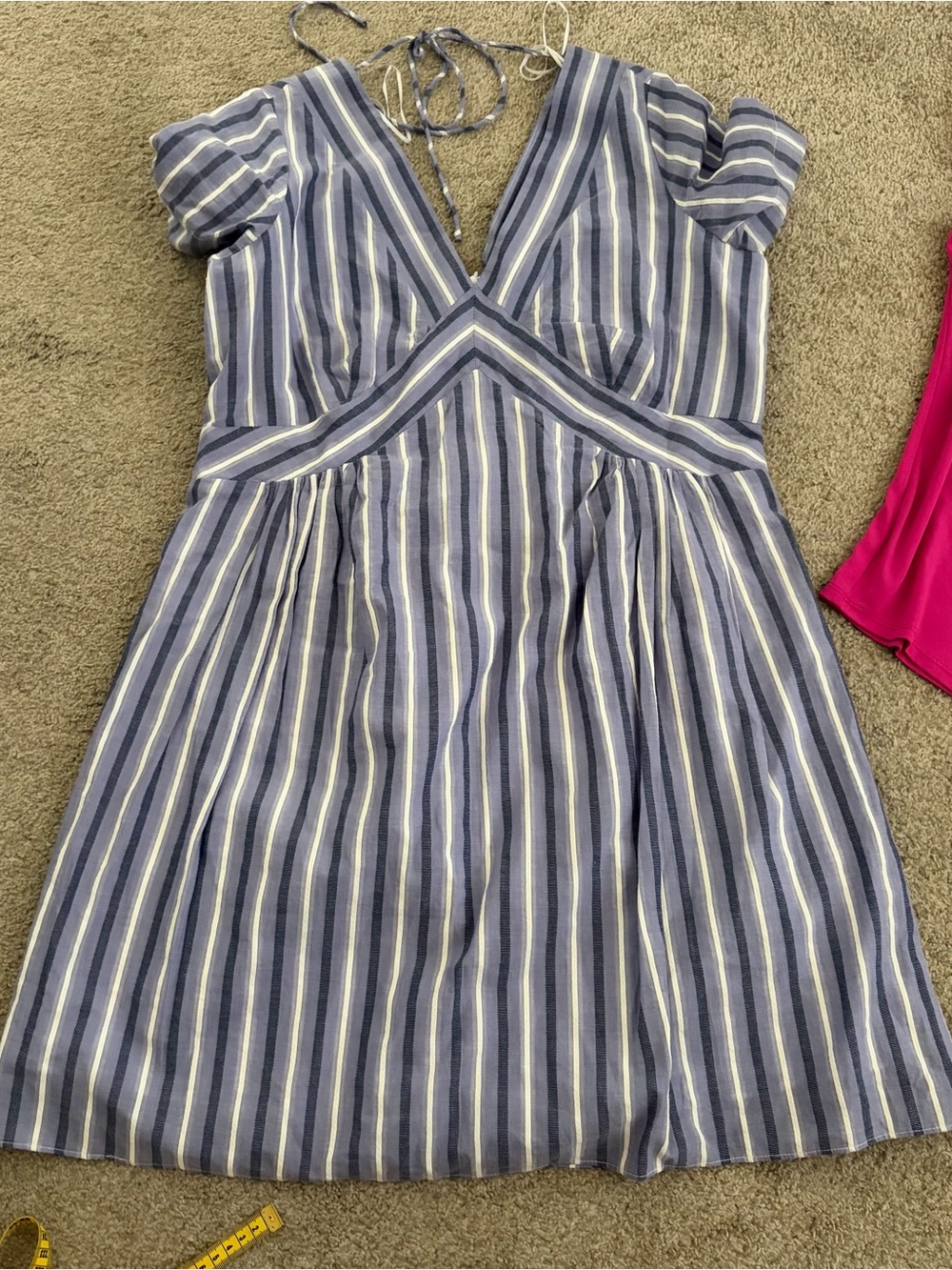 Women's' Blue & White Striped V-Neck Dress